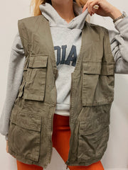 Gilet utilitaire sans manches vintage khaki L/XL