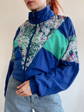 Veste de jogging vintage bleue et verte  XL