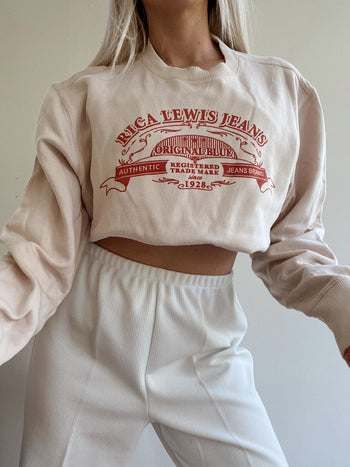 Pull USA vintage blanc cassé et rouge