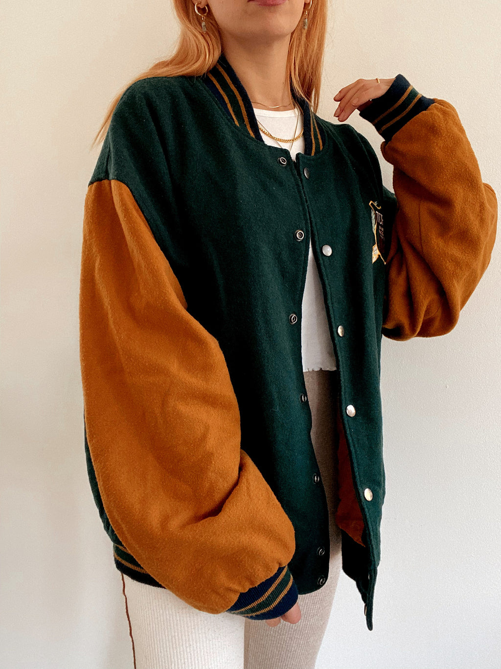 Vintage braune Wollbomberjacke XL 