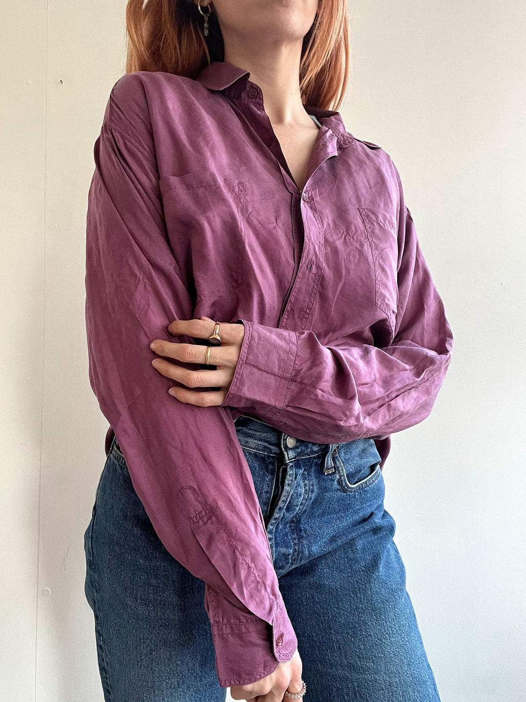 Vintage 80/90s shirt purple/blue/mustard M