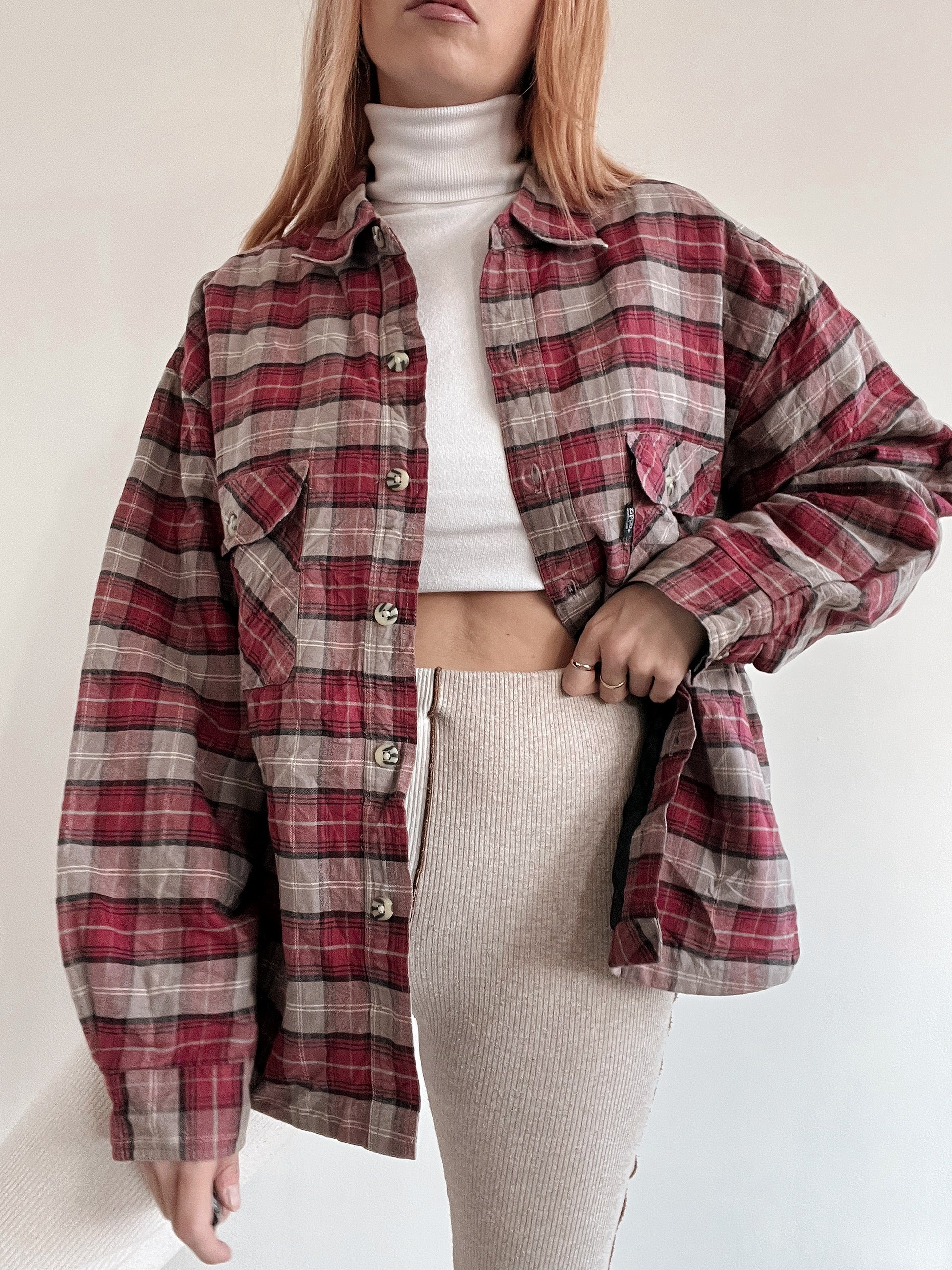 Chemise/veste vintage rose  à carreaux M
