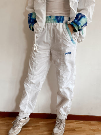 Ensemble tracksuit vintage jacket & jogging blanc et bleu S