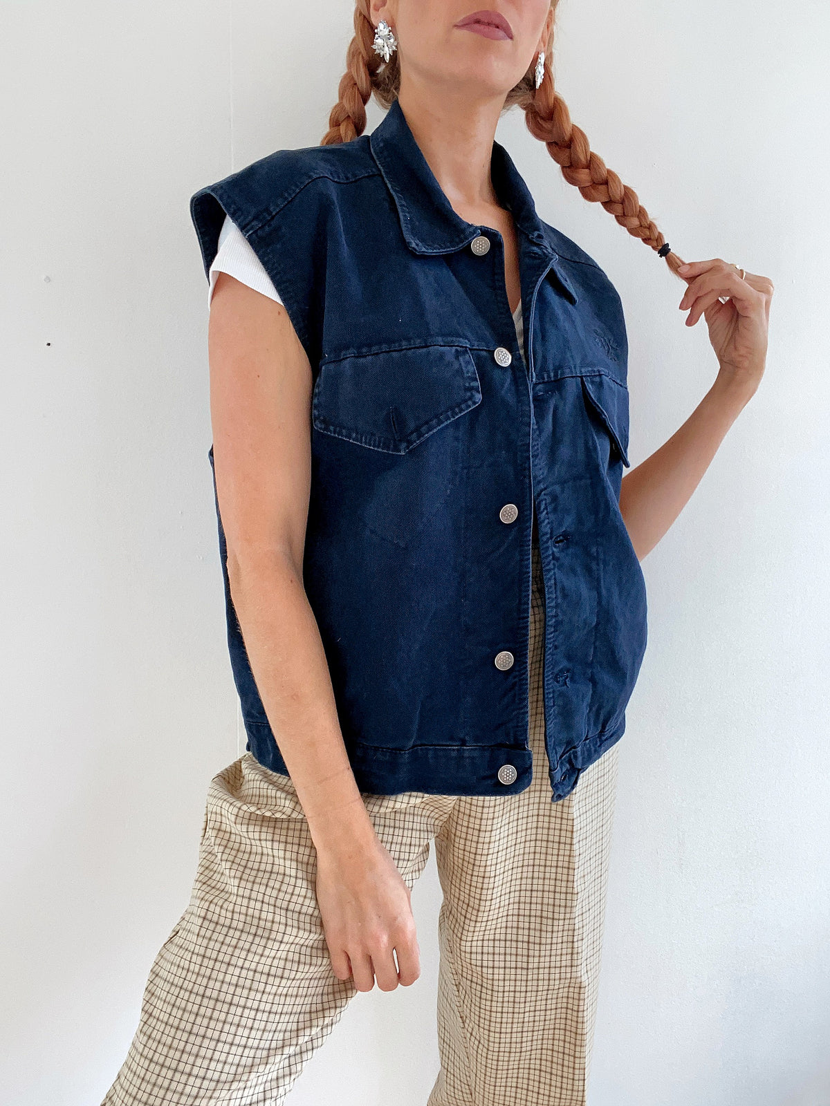 Gilet sans manche en jeans vintage bleue  L