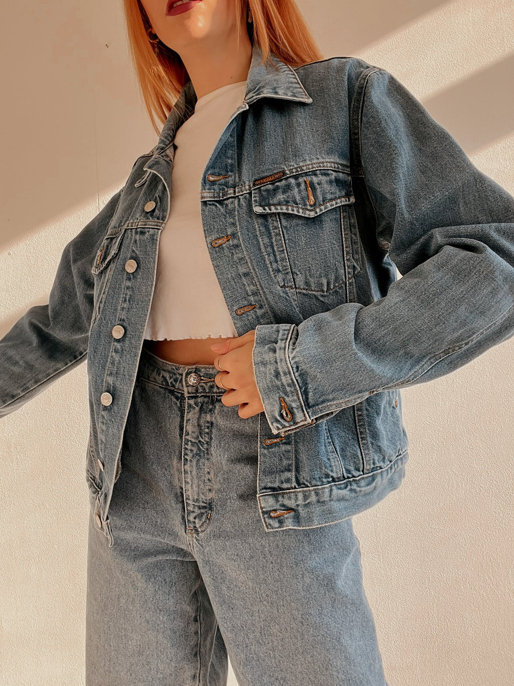 Veste en jeans vintage bleue claire M
