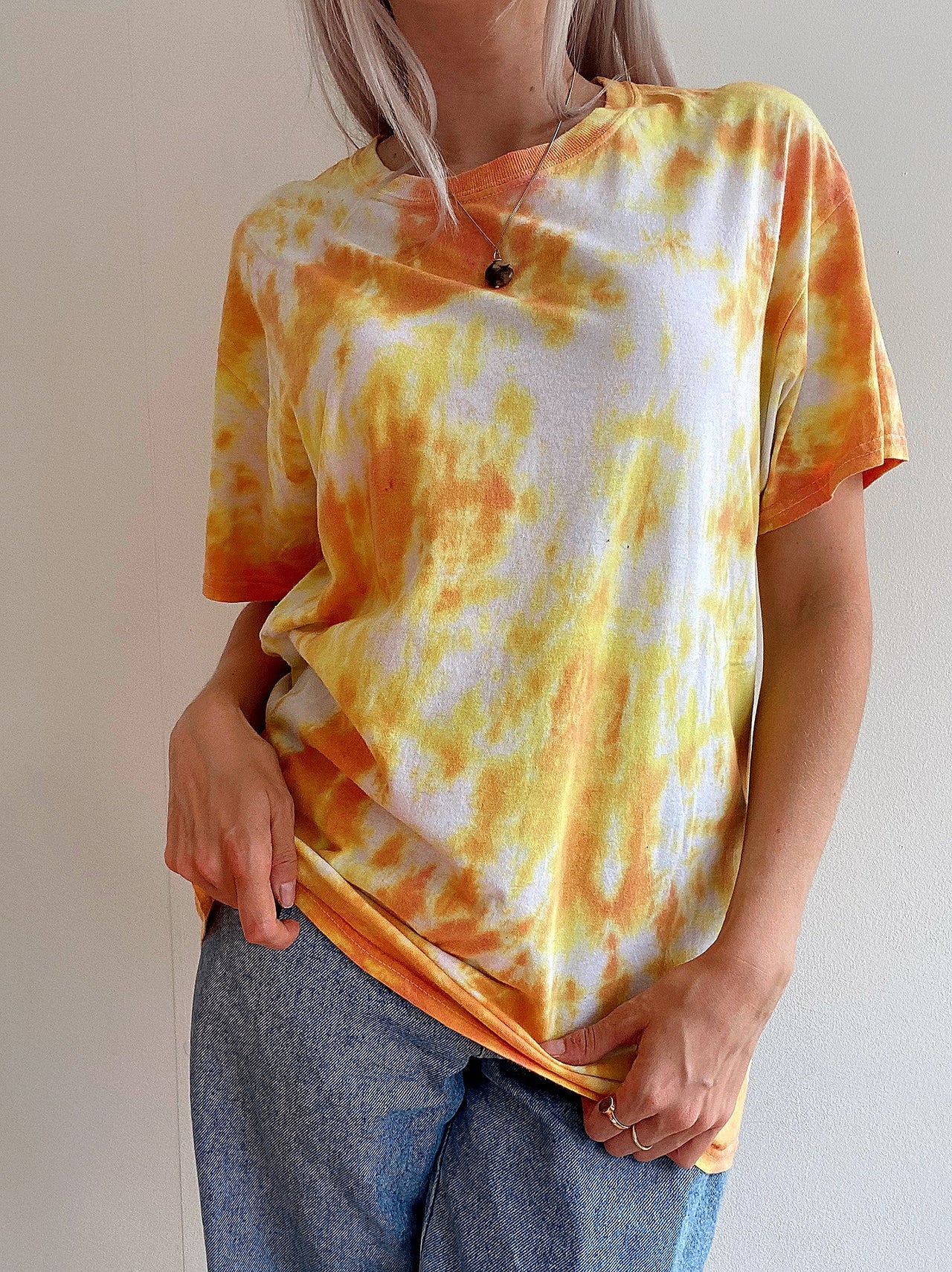 T-shirt vintage tie and dye Jaune L