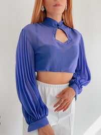 Chemise Vintage violette transparente avec petits diamants