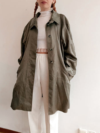 Trench coat vintage khaki très fin à pois M