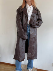 Trench coat bordeaux vintage en cuir L
