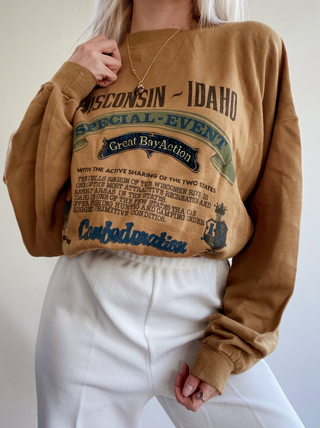 Pull USA vintage brun L/XL