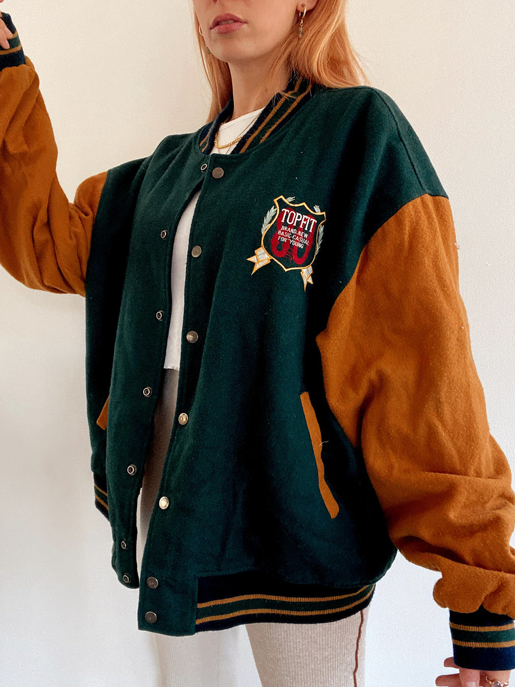Vintage braune Wollbomberjacke XL 