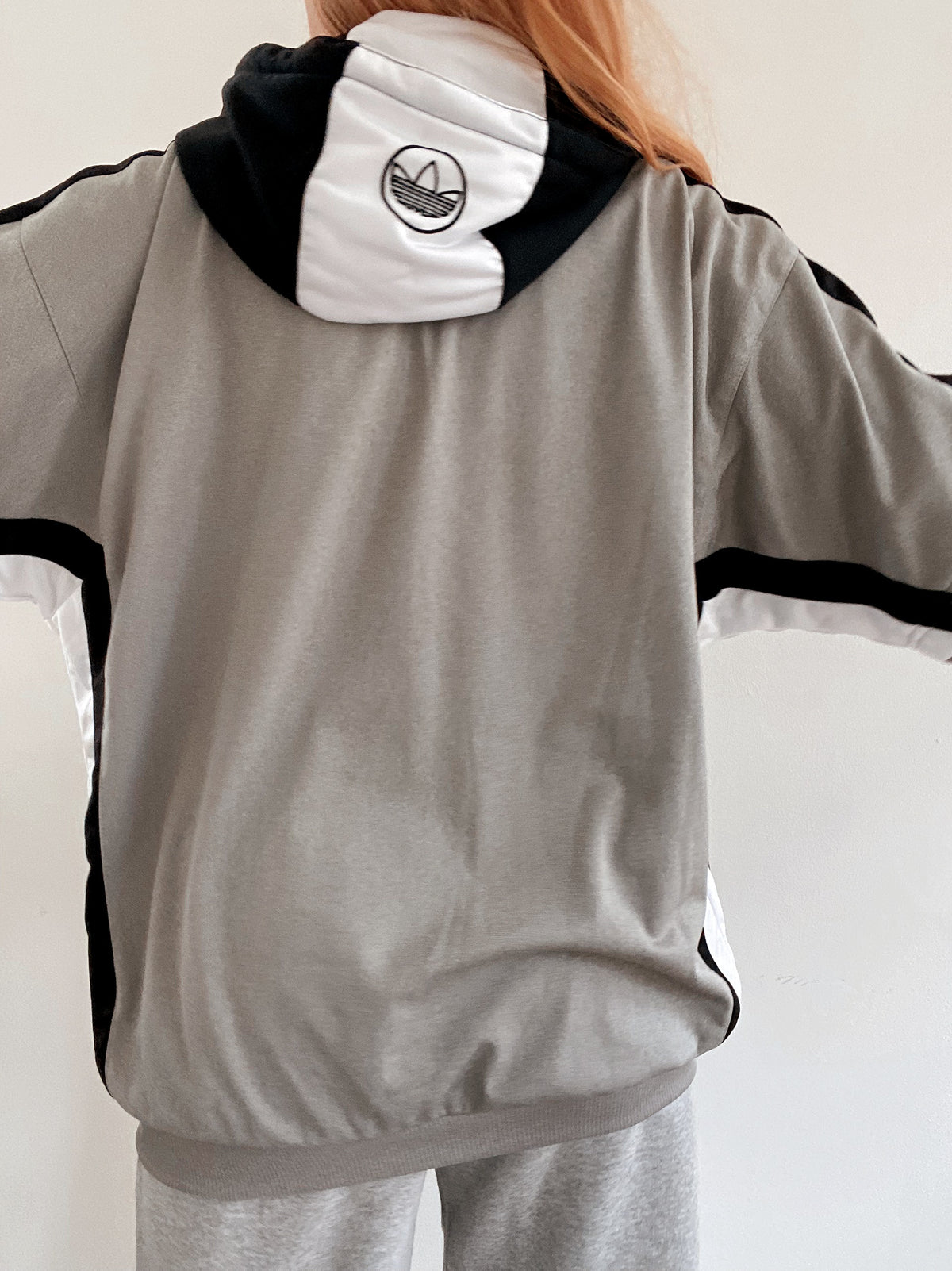 Jacket vintage à manches courtes grise claire Adidas  XL