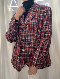Veste Blazer vintage texturé rouge/blanc/bleu S/M