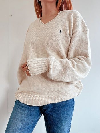 Pull blanc cassé Ralph Lauren XL