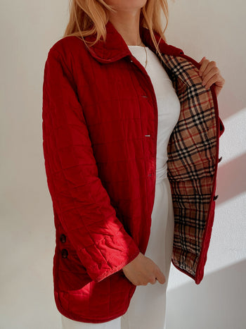 Veste vintage matelassée rouge M