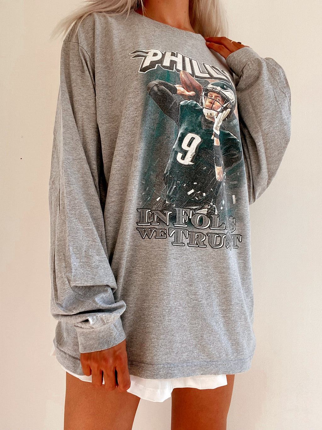 Vintage USA Langarm-T-Shirt grau XL