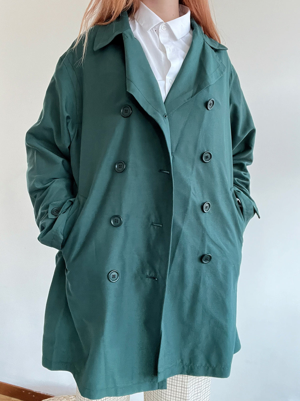 Trench coat vintage vert foncé M oversized