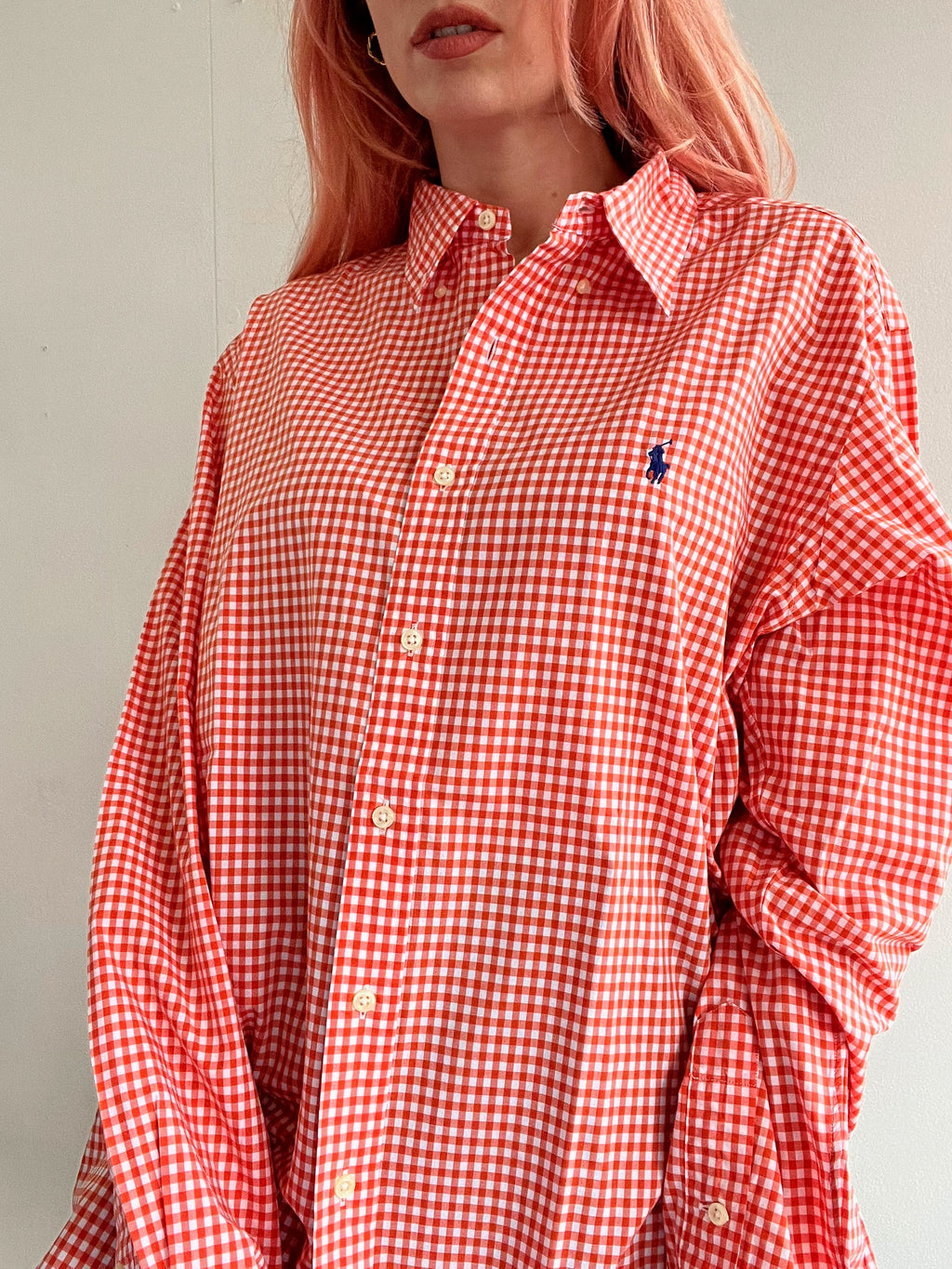 Chemise vintage Ralph Lauren à carreaux orange L