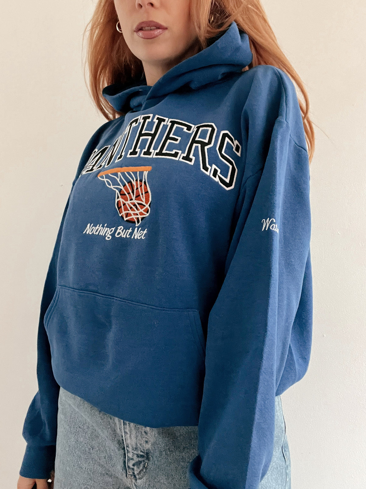 White and blue jacket with orange collar Adidas XL