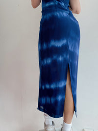 Robe longue vintage bleue tie and dye à bretelles  XS/S