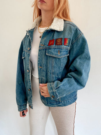 Veste en jeans vintage  intérieur mouton   M