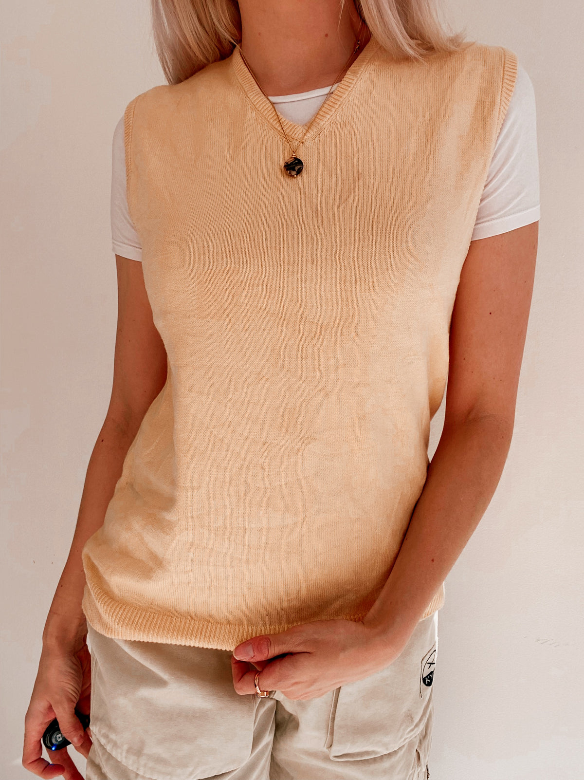 Gilet vintage jaune clair M