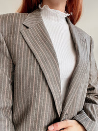 Veste blazer épaisse vintage taupe lignée M/L