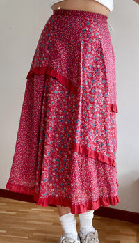 Jupe Vintage rose à fleurs XS/S