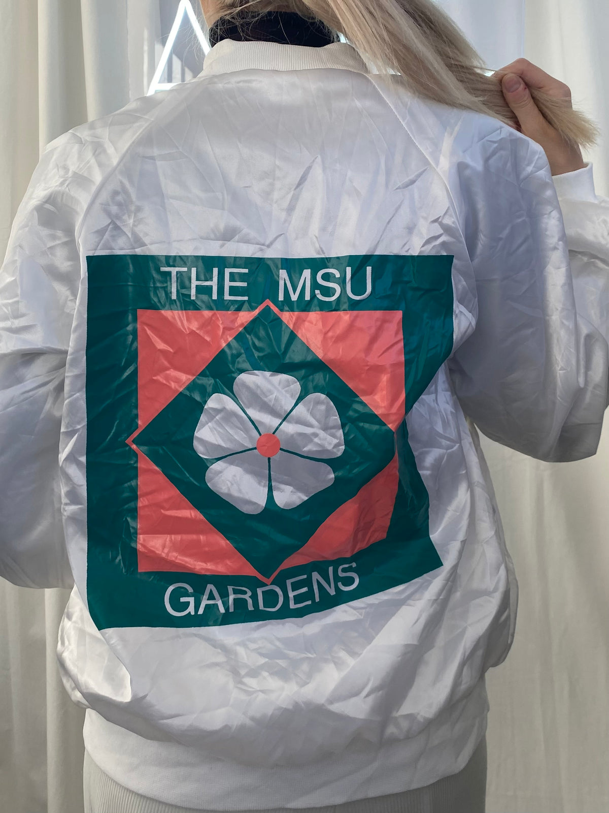 Veste bomber blanche satinée Garden S/M