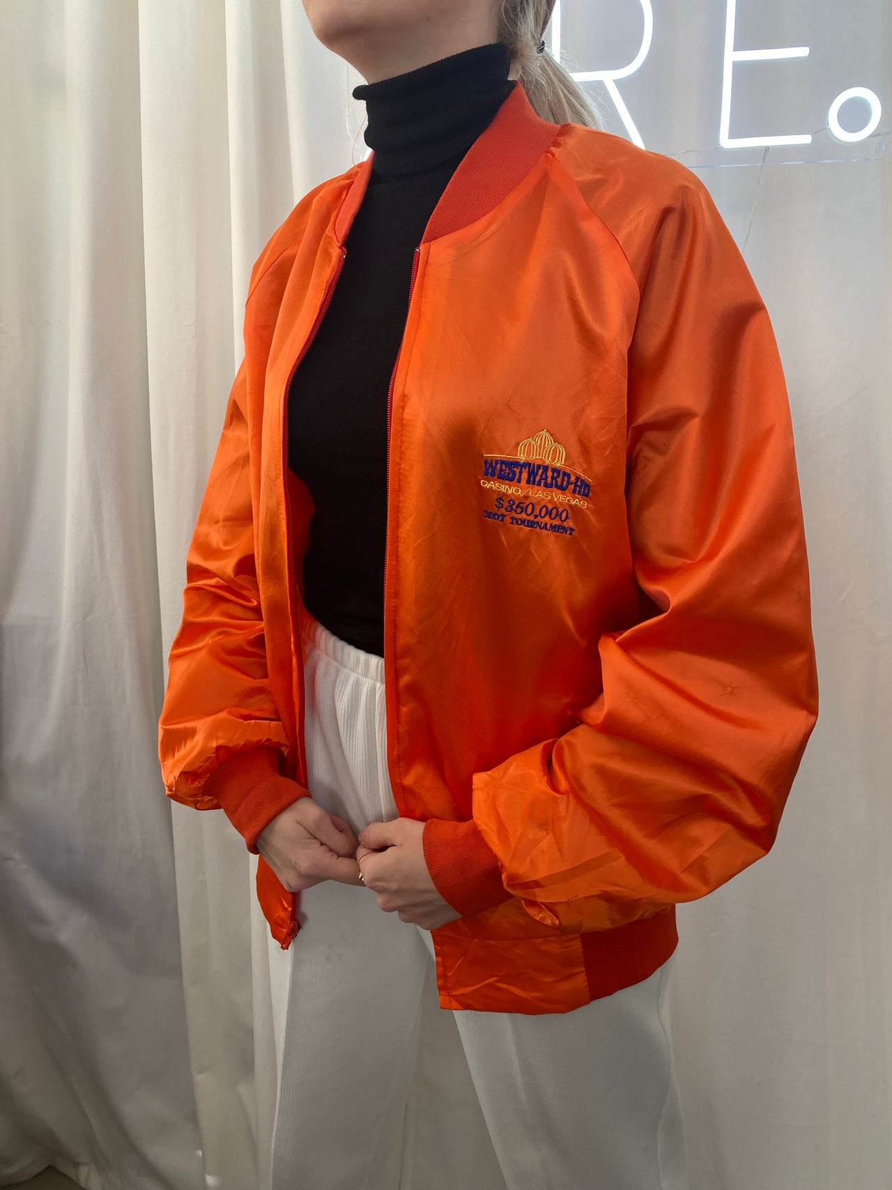 Veste bomber orange satinée West Ward XL