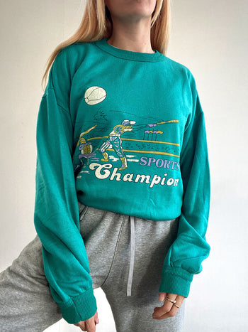 Pull vintage vert turquoise  M