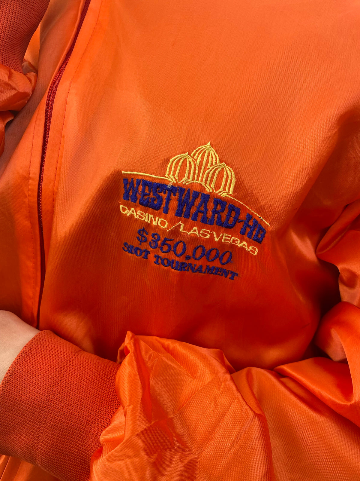 Veste bomber orange satinée West Ward XL
