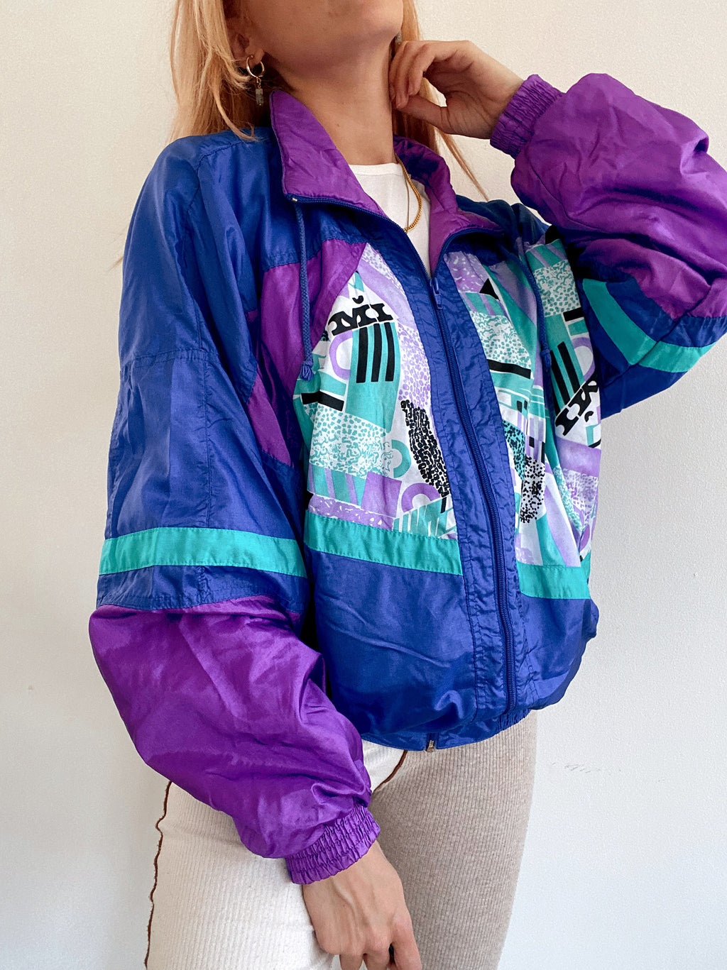 Vintage türkis lila Joggingjacke L