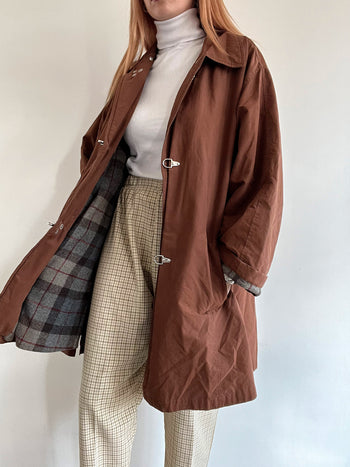 Trench coat vintage brun chocolat  M/L oversized