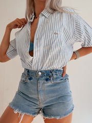Vintage Lacoste himmelblaues gefüttertes Hemd M 