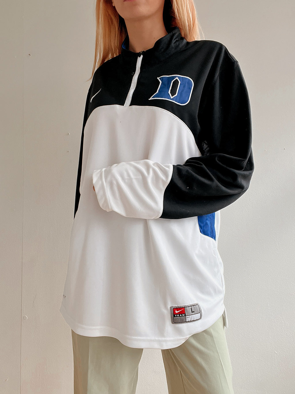 White and blue jacket with orange collar Adidas XL