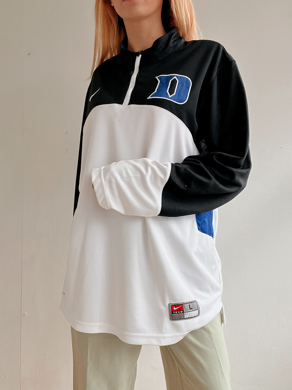 White and blue jacket with orange collar Adidas XL