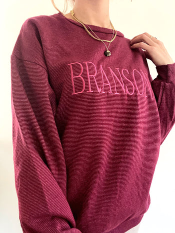 Pull vintage américain bordeaux brodé L