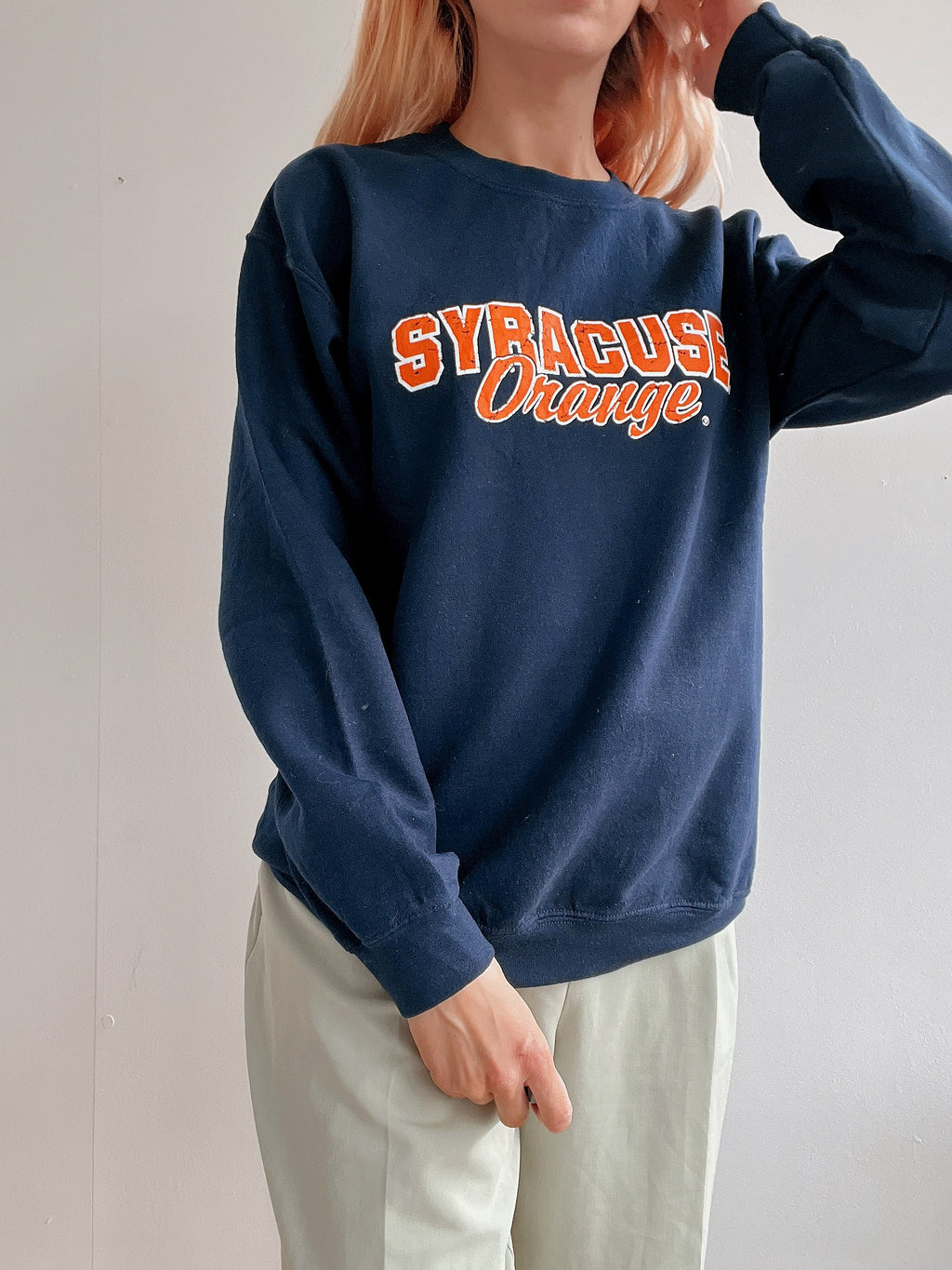 White and blue jacket with orange collar Adidas XL