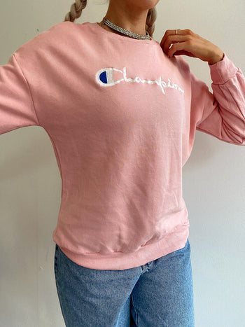 Pull vintage Champion rose Clair XS/S