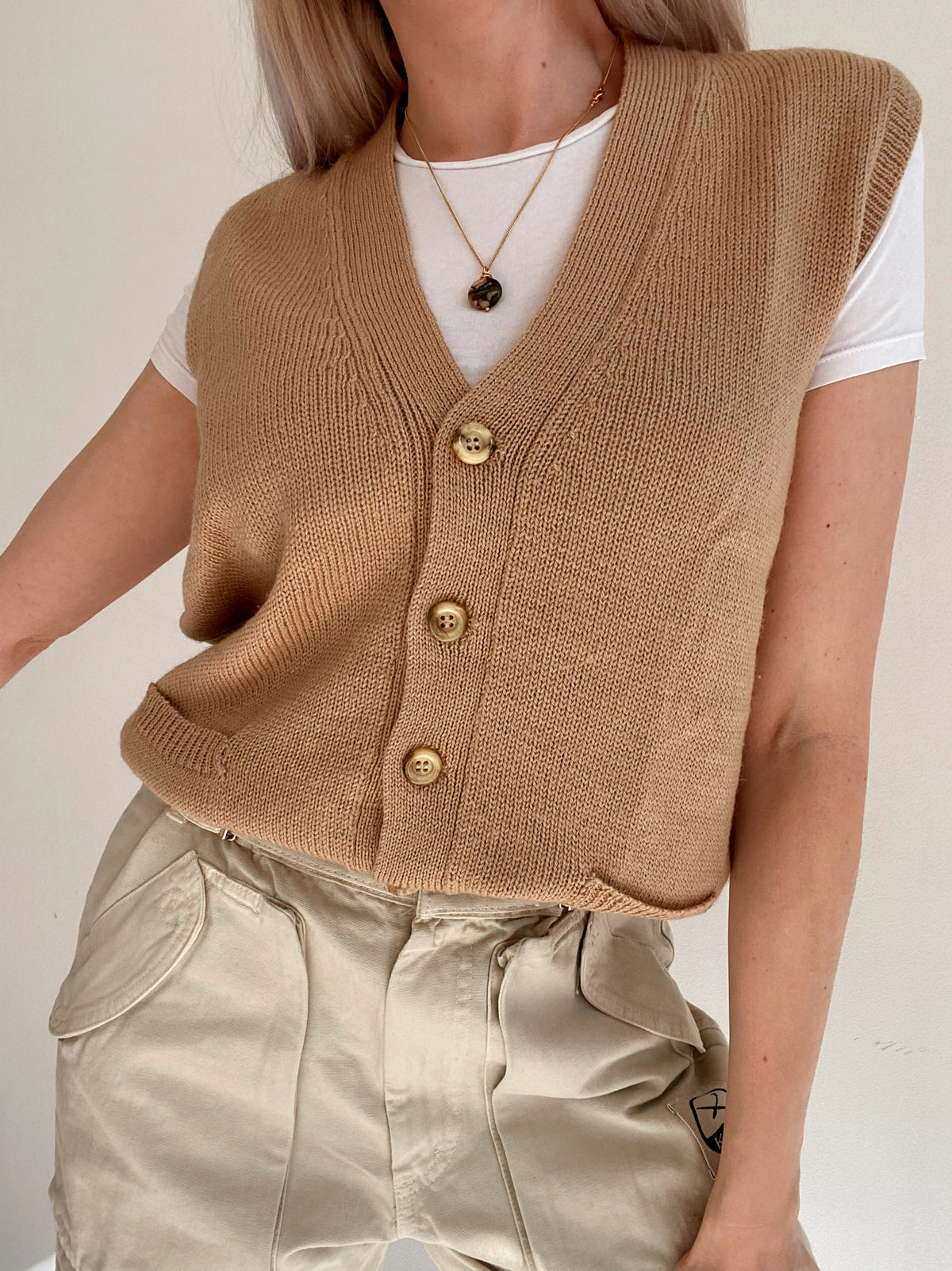 Gilet en maille beige L
