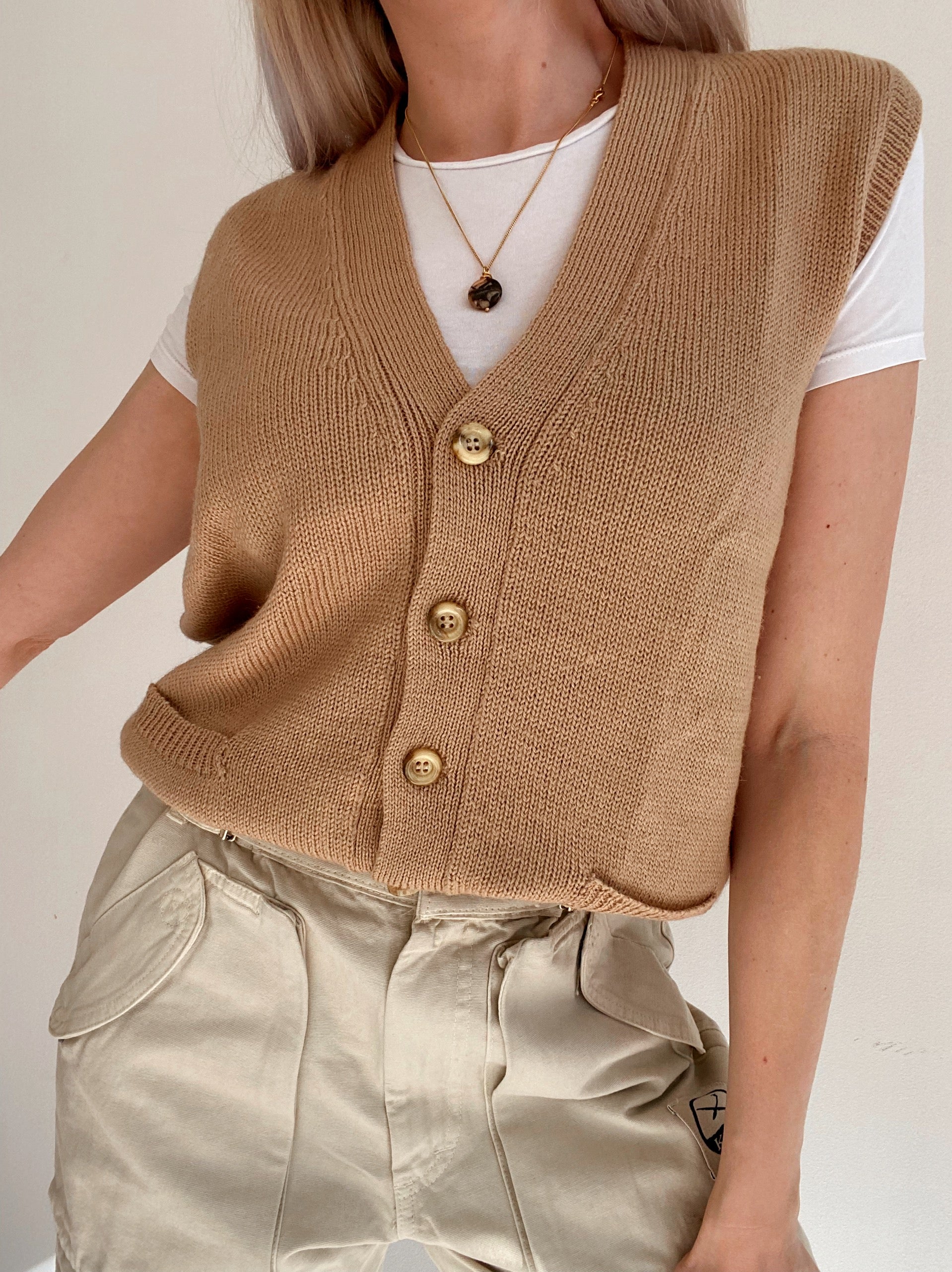 Gilet en maille beige L