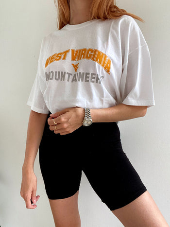 T-shirt vintage blanc et jaune Virginia XL