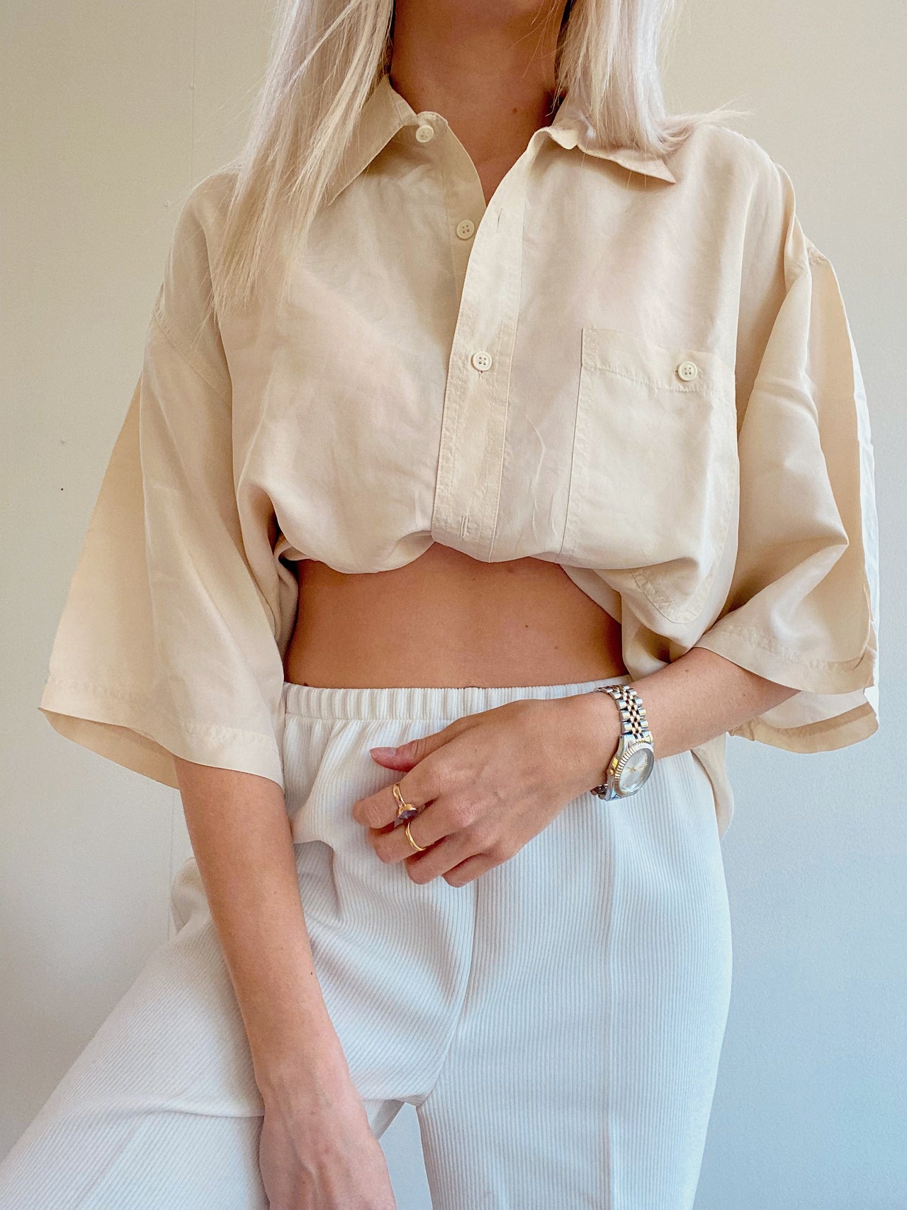 Chemise Vintage 80/90s blanc cassé XL