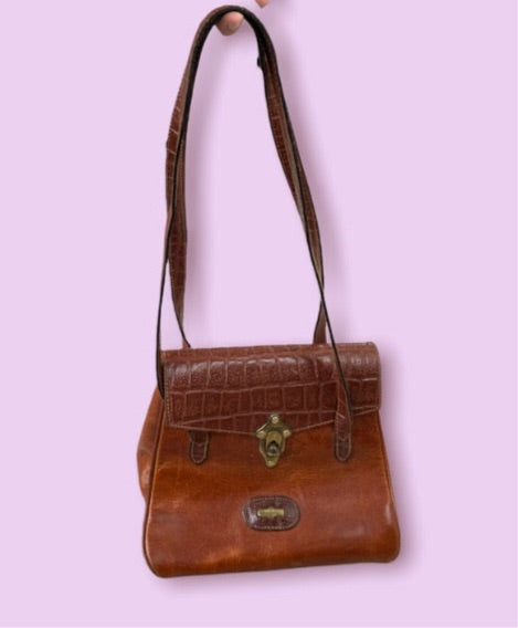 Braune Vintage-Handtasche mit zwei Riemen