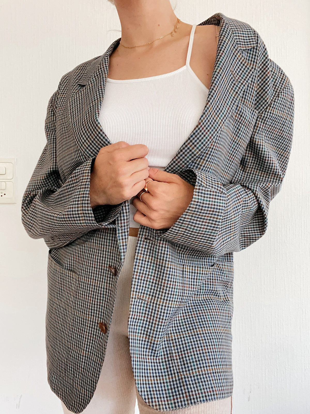 Oversized gray/blue blazer jacket L