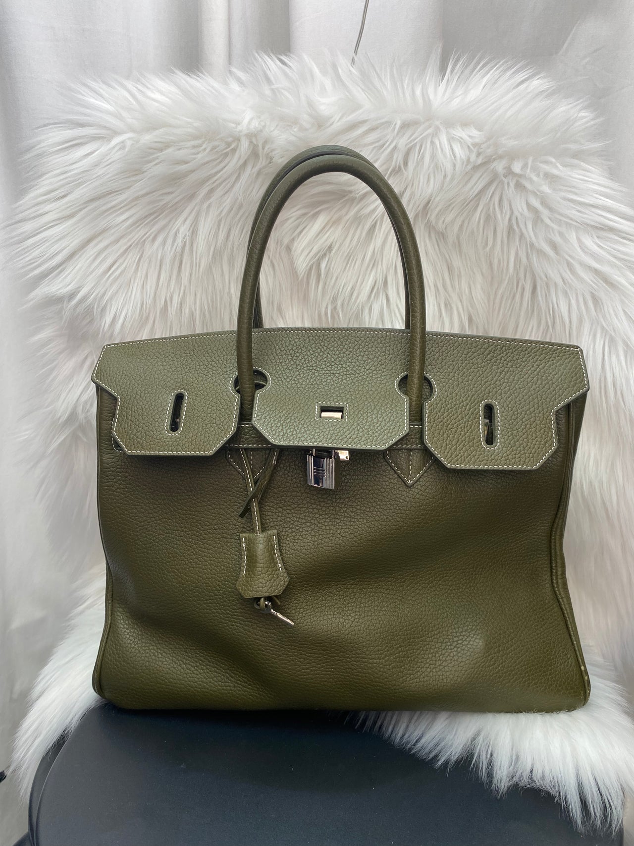 Sac à main vintage vert khaki