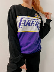 Pull vintage américain noir et violet Lakers M