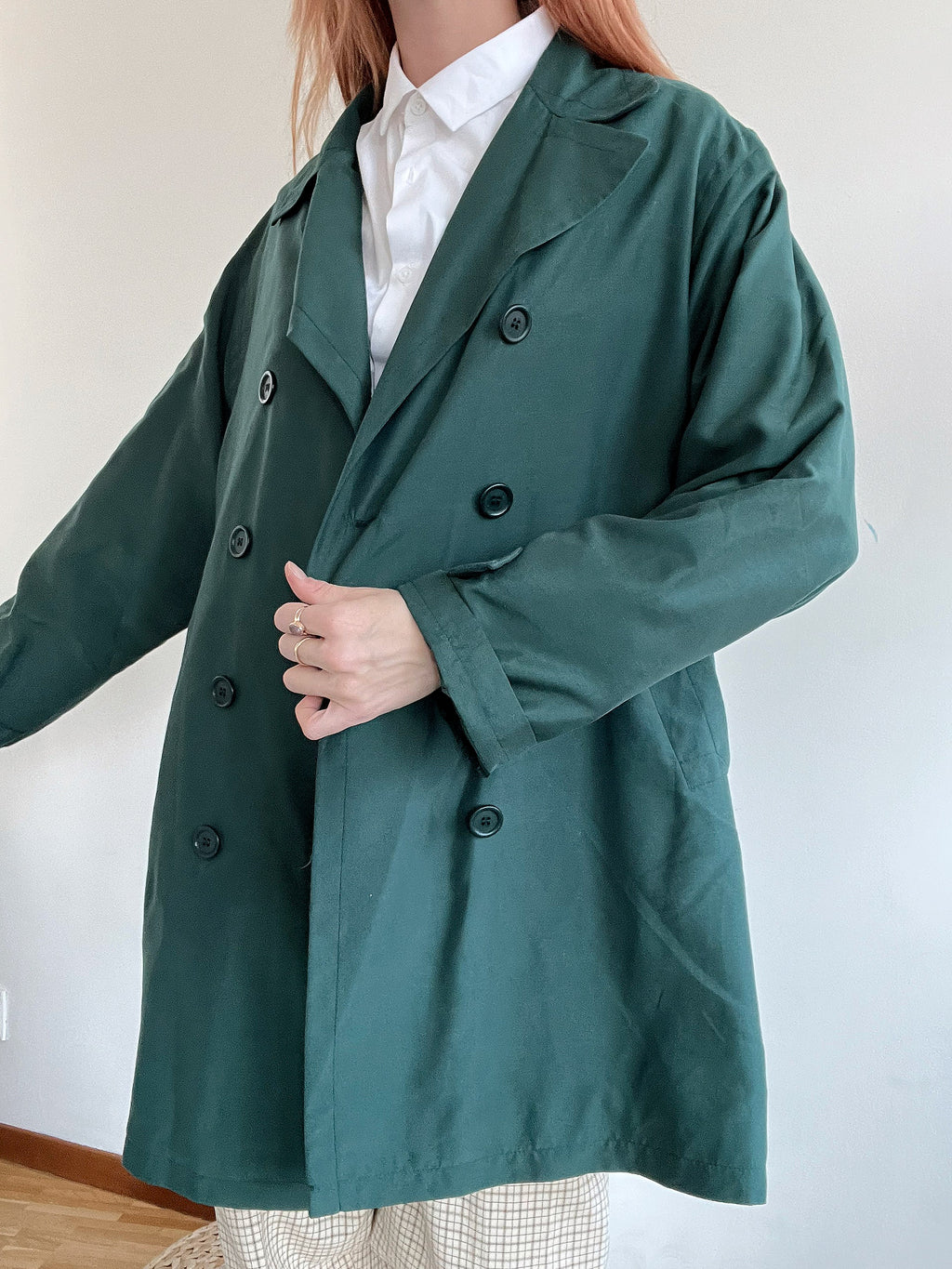 Trench coat vintage vert foncé M oversized