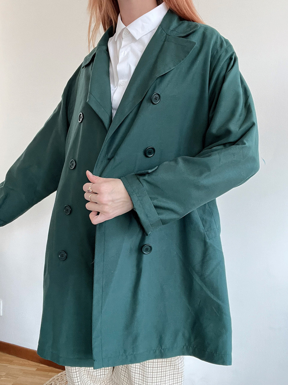 Trench coat vintage vert foncé M oversized